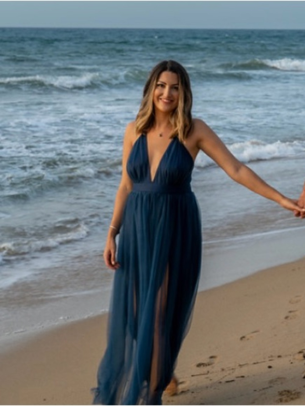 Elegant Navy Blue Evening Gown